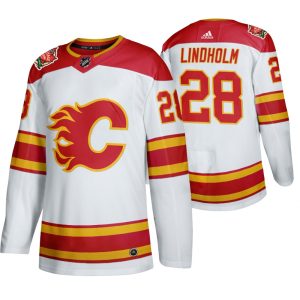 Gorgeous Calgary Flames #28 Elias Lindholm Men's 2019 20 Heritage Classic Authentic White Stitched NHL Jersey