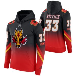 Magnificent Calgary Flames #33 David Rittich Adidas Reverse Retro Pullover Hoodie Black