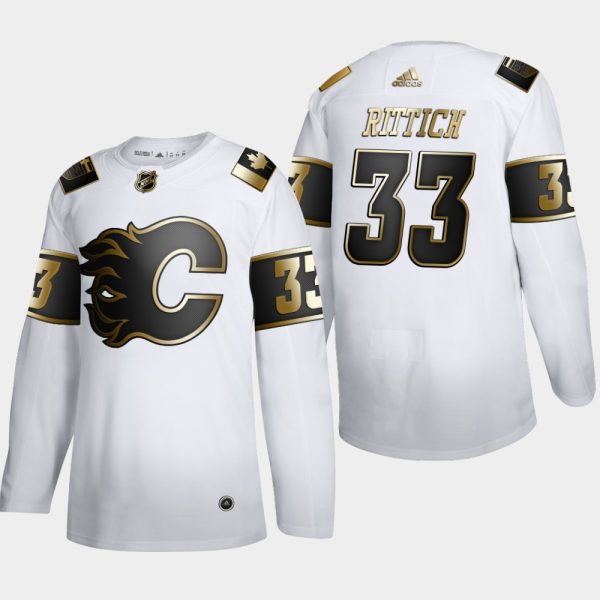 Superior Calgary Flames #33 David Rittich Men's Adidas White Golden Edition Limited Stitched NHL Jersey