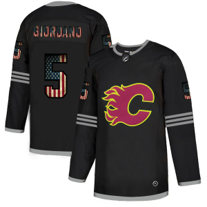 Exquisite Calgary Flames #5 Mark Giordano Adidas Men's Black USA Flag Limited NHL Jersey