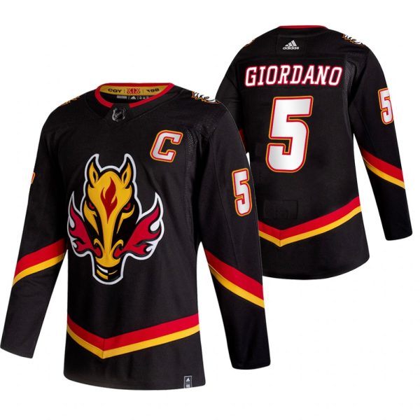 Superior Calgary Flames #5 Mark Giordano Black Men's Adidas 2020 21 Reverse Retro Alternate NHL Jersey