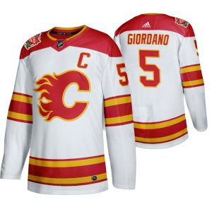 Gorgeous Calgary Flames #5 Mark Giordano Men's 2019 20 Heritage Classic Authentic White Stitched NHL Jersey