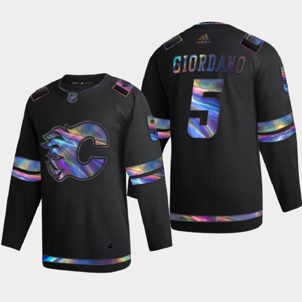 Magnificent Calgary Flames #5 Mark Giordano Men's Nike Iridescent Holographic Collection NHL Jersey Black
