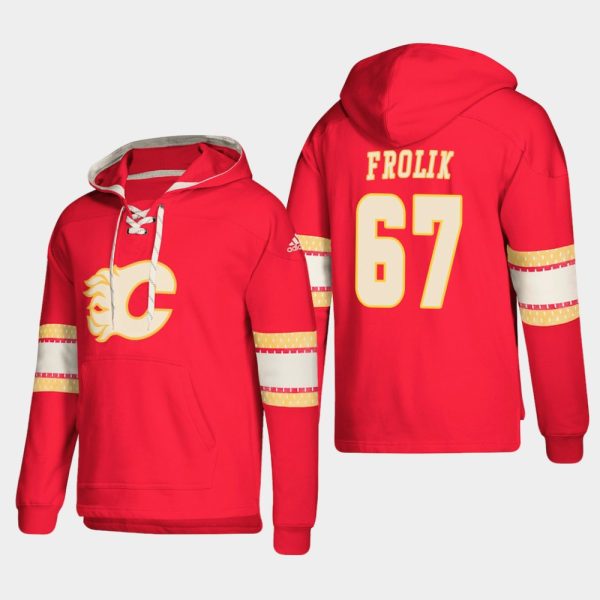 Superior Calgary Flames #67 Michael Frolik Red adidas Lace Up Pullover Hoodie