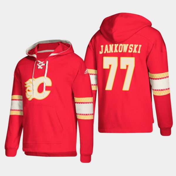 Splendid Calgary Flames #77 Mark Jankowski Red adidas Lace Up Pullover Hoodie