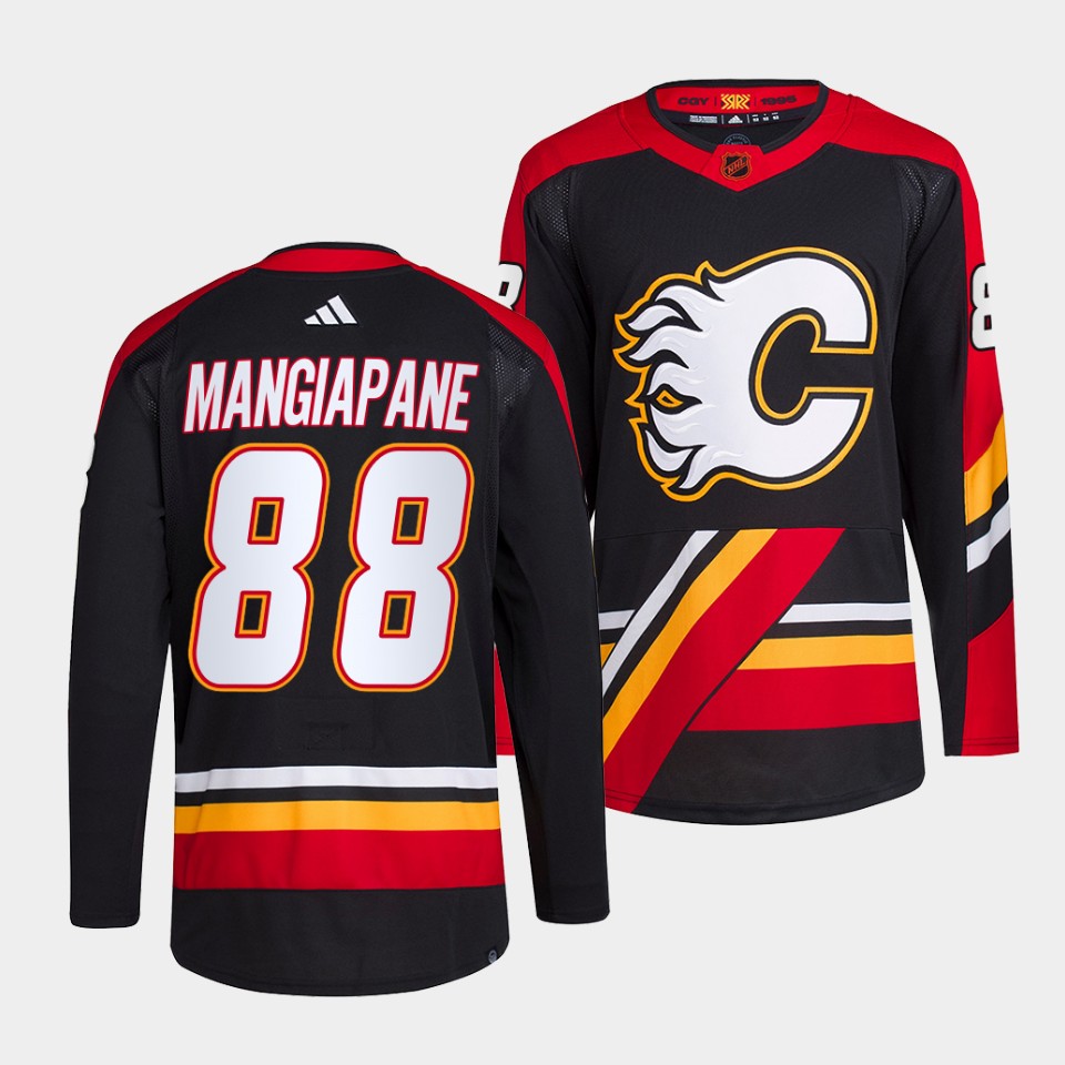 Gorgeous Calgary Flames #88 Andrew Mangiapane Men's adidas Reverse Retro 2.0 Authentic Player Jersey Black