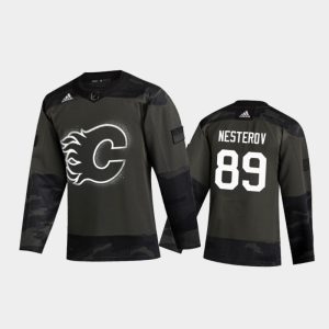 Premium Calgary Flames #89 Nikita Nesterov Men's Adidas 2020 Veterans Day Authentic NHL Jersey   Camo