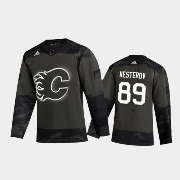 Premium Calgary Flames #89 Nikita Nesterov Men's Adidas 2020 Veterans Day Authentic NHL Jersey Camo