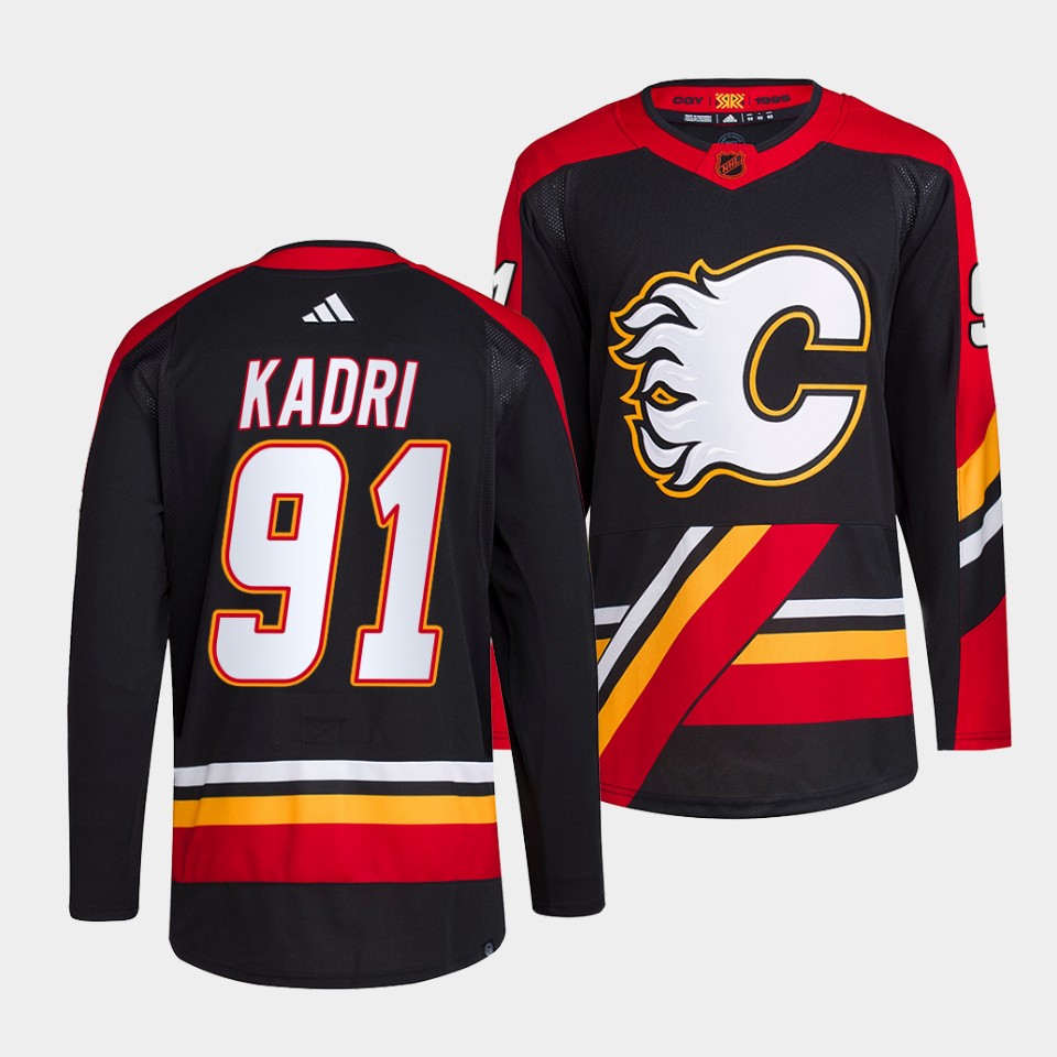 Gorgeous Calgary Flames #91 Nazem Kadri Men's adidas Reverse Retro 2.0 Authentic Player Jersey Black