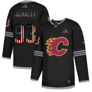 Exquisite Calgary Flames #93 Sam Bennett Adidas Men's Black USA Flag Limited NHL Jersey