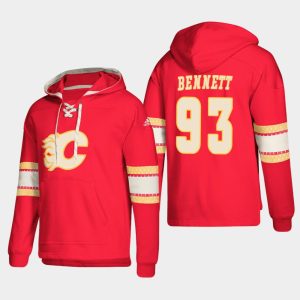 Magnificent Calgary Flames #93 Sam Bennett Red adidas Lace Up Pullover Hoodie