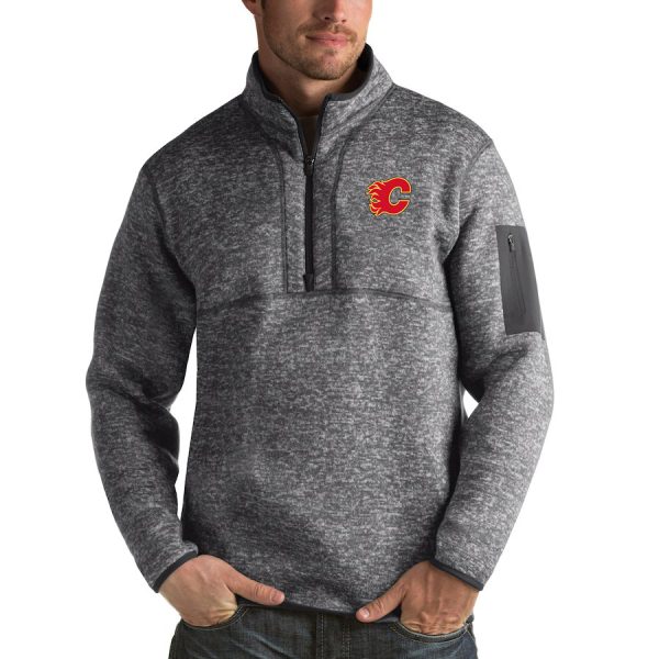Exquisite Calgary Flames Antigua Fortune Quarter Zip Pullover Jacket Black
