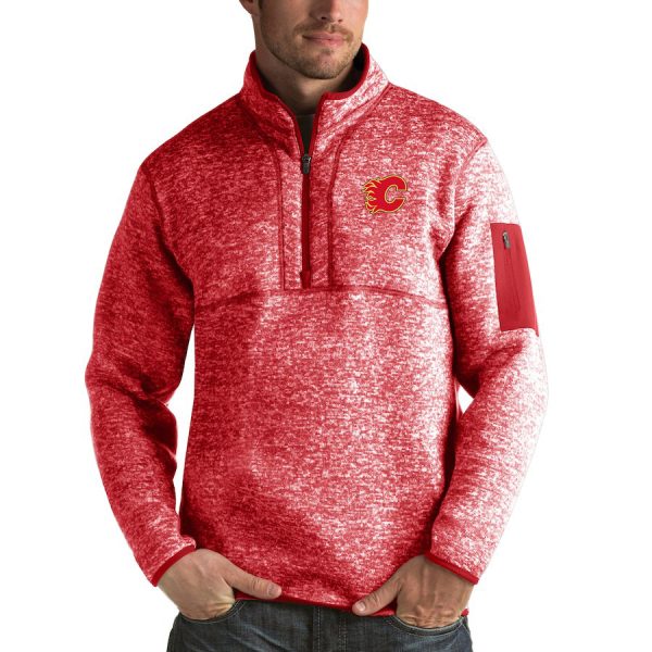 Gorgeous Calgary Flames Antigua Fortune Quarter Zip Pullover Jacket Red