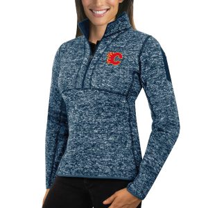 Splendid Calgary Flames Antigua Women's Fortune 1/2 Zip Pullover Sweater Royal