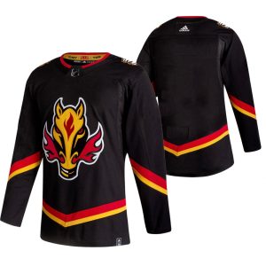 Stunning Calgary Flames Blank Black Men's Adidas 2020 21 Reverse Retro Alternate NHL Jersey