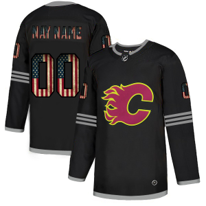 Magnificent Calgary Flames Custom Adidas Men's Black USA Flag Limited NHL Jersey