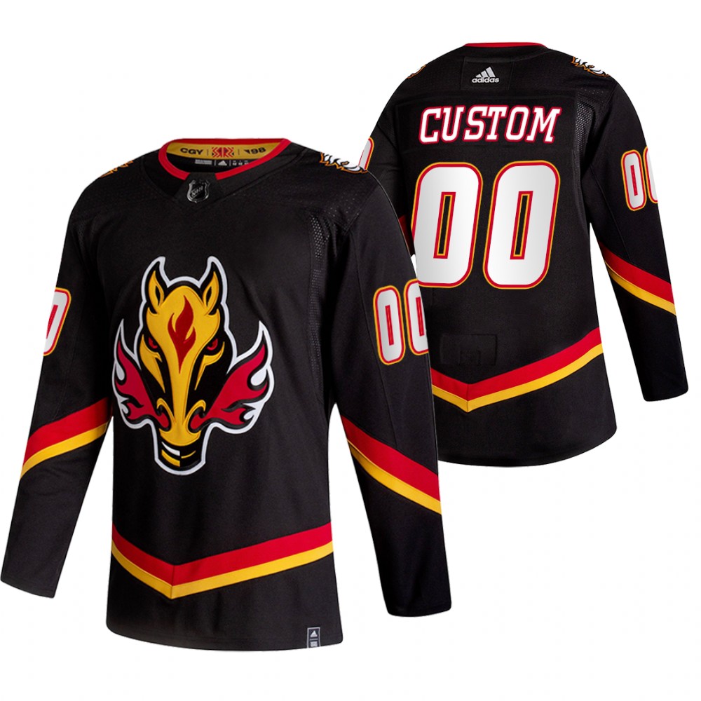 Superior Calgary Flames Custom Black Men's Adidas 2020 21 Reverse Retro Alternate NHL Jersey