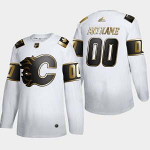 Stunning Calgary Flames Custom Men's Adidas White Golden Edition Limited Stitched NHL Jersey