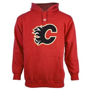 Magnificent Calgary Flames Old Time Hockey Big Logo with Crest Pullover Hoodie Red