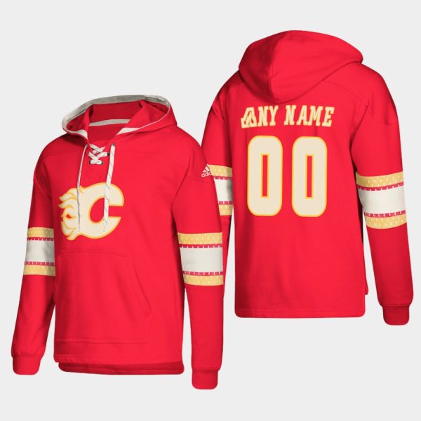 Outstanding Calgary Flames Personalized Lace Up Pullover Hoodie Red