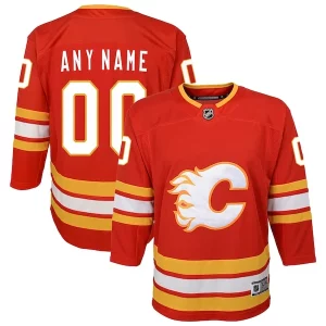 Gorgeous Calgary Flames Youth Home Custom Premier Jersey   Red