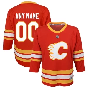 Magnificent Calgary Flames Youth Home Replica Custom Jersey   Red