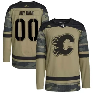 Outstanding Calgary Flames adidas Logo Military Appreciation Team Authentic Custom Practice Jersey   Camo