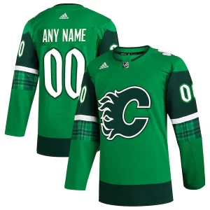 Splendid Calgary Flames adidas St. Patrick's Day Authentic Custom Jersey   Kelly Green