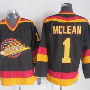 Exceptional Canucks #1 Kirk Mclean Black/Gold CCM Throwback Stitched NHL Jersey