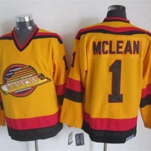 Splendid Canucks #1 Kirk Mclean Gold CCM Throwback Stitched NHL Jersey