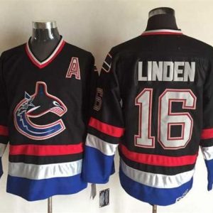 Outstanding Canucks #16 Trevor Linden Black/Blue CCM Throwback Stitched NHL Jersey