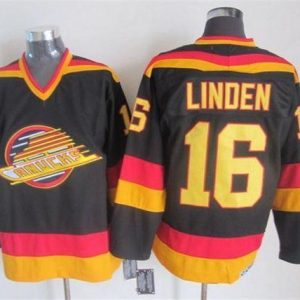 Exquisite Canucks #16 Trevor Linden Black/Gold CCM Throwback Stitched NHL Jersey
