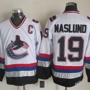 Gorgeous Canucks #19 Markus Naslund White/Black CCM Throwback Stitched NHL Jersey