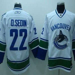 Premium Canucks #22 D.sedin White Embroidered Youth NHL Jersey
