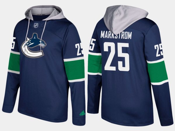 Stunning Canucks #25 Jacob Markstrom Blue Name And Number Hoodie