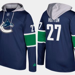 Premium Canucks #27 Ben Hutton Blue Name And Number Hoodie