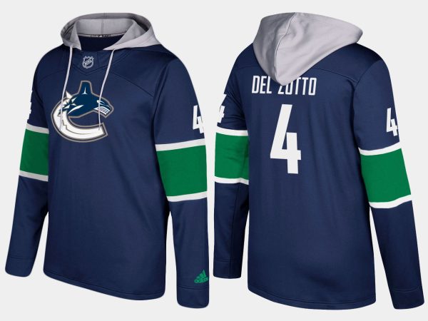 Splendid Canucks #4 Michael Del Zotto Blue Name And Number Hoodie