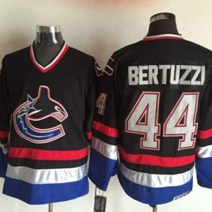 Stunning Canucks #44 Todd Bertuzzi Black/Blue CCM Throwback Stitched NHL Jersey