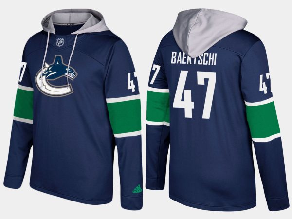 Exceptional Canucks #47 Sven Baertschi Blue Name And Number Hoodie