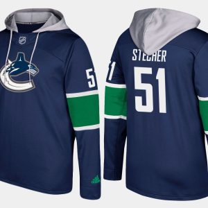 Exceptional Canucks #51 Troy Stecher Blue Name And Number Hoodie