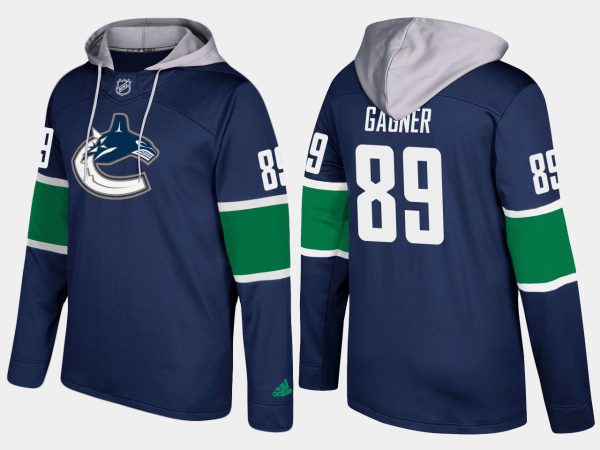 First - rate Canucks #89 Sam Gagner Blue Name And Number Hoodie
