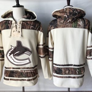 Stunning Canucks Blank Cream Camo NHL Hoodie