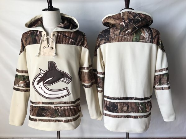 Stunning Canucks Blank Cream Camo NHL Hoodie