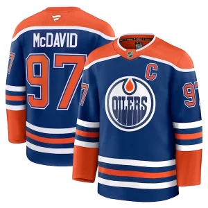 Exquisite Connor McDavid Edmonton Oilers Home Premium Jersey   Royal/White
