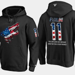 Exquisite Coyotes #11 Brendan Perlini NHL Banner Wave Usa Flag Black Hoodie