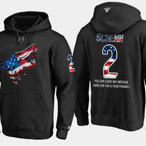 Premium Coyotes #2 Luke Schenn NHL Banner Wave Usa Flag Black Hoodie