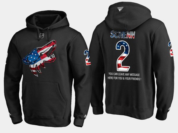 Premium Coyotes #2 Luke Schenn NHL Banner Wave Usa Flag Black Hoodie