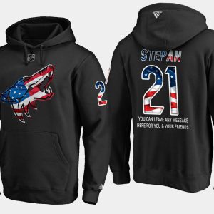 Splendid Coyotes #21 Derek Stepan NHL Banner Wave Usa Flag Black Hoodie