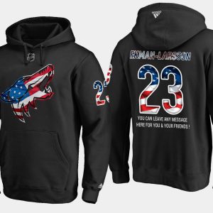 Exquisite Coyotes #23 Oliver Ekman NHL Banner Wave Usa Flag Black Hoodie