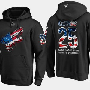 Magnificent Coyotes #25 Nick Cousins NHL Banner Wave Usa Flag Black Hoodie